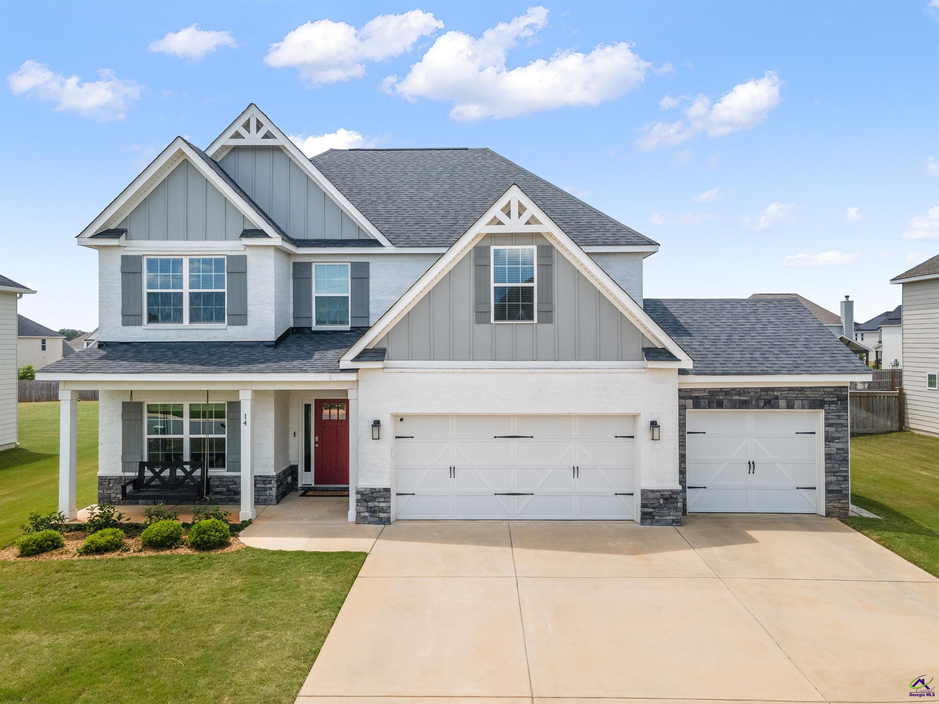 Newly listed in Kathleen, GA - Mossy Meadows Subdivision! Beautiful 2 story newly built home, in 2021, on slightly under a 1/3 Acre Homesite in the HOCO High School District. With many extras and upgrades. This Hughston Home Hawthorn Floor Plan comes equipped with an 3-Car attached garage and boasts five spacious bedrooms with room for relaxing, entertaining, and dining with three nicely designed bathrooms with tiled surround tubs. Please note there is a bedroom and full bathroom on the main level. Chef-Inspired Gourmet Kitchen with stainless steel Frigidaire ‘Gallery Series’ appliances w/Gas Stove, offering Diamond Brand Soft-Close Cabinetry, oversized island with Granite Countertops and breakfast area that flows through to the great room with a full painted brick interior fireplace with a Cedar Mantle and Corbels to match the Shaw (Brand) Pre-Engineered Hardwood Floors. Formal dining room has handcrafted wainscoting with an elegant chandelier accenting any dining room table. Luxurious Owner’s Suite with oversized walk-in closet, double vanity with Piedrafina Carrera Countertops, tiled walk in-shower, garden tub, and separate water closet. The laundry has entry off the bathroom upstairs. You will love the media room too. Game day back covered porch with ceiling fan, wood-burning fireplace, and pre-wired wired for your TV. Seller has assumable 2.65% - VA loan - inquire if you would like to look at assumption options. HOA is $200 a year. Zoned for Perdue Elementary, Mossy Creek Middle and Houston County High. Make your showing appointment today!