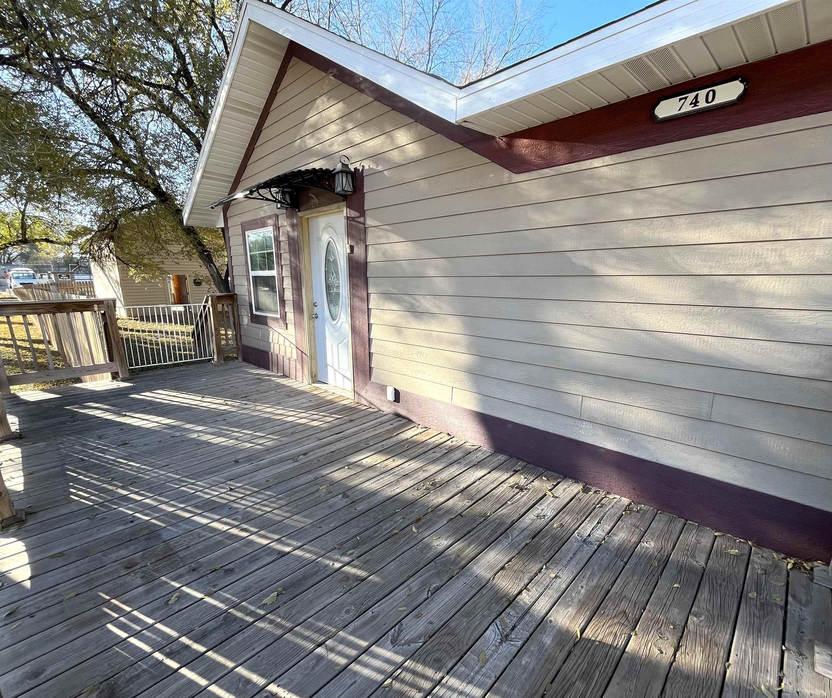 Deck on front side of home