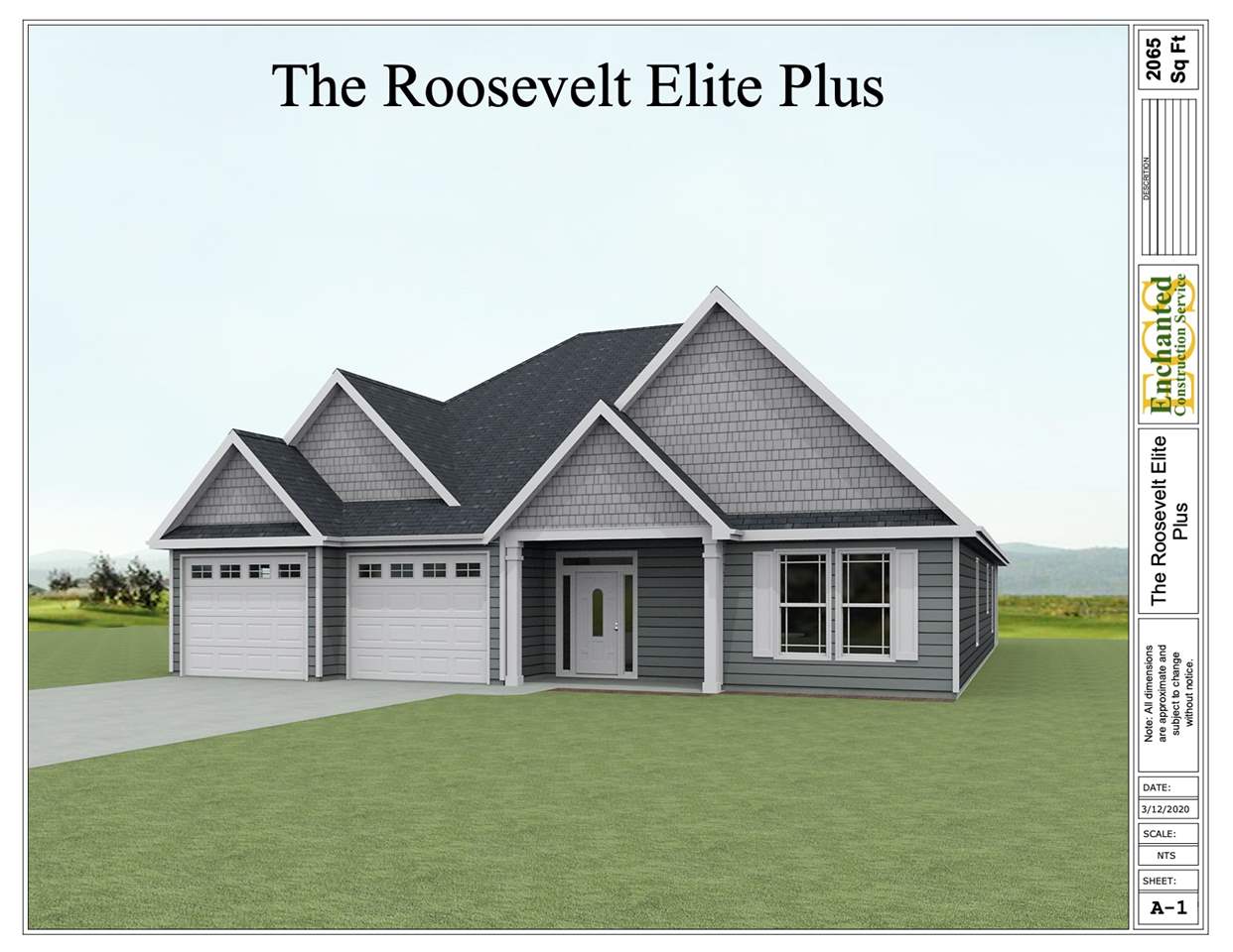 The Rosevelt Elite with basement has almost 3000 Square Feet. Be one of the first in this lake community Bruce Harbor. The Roosevelt Elite on a finished basement will feature 4 Bedrooms 3 Bath with multiple living rooms and office. This home will feature granite counter tops, 5 inch engineered hardwood floors, crown molding, and a covered patio off the master bedroom. Choose this home or one of many homes in this neighborhood. Want to build custom bring your plan and let us price it on one of our lots. Please note “Private landing strip in near vicinity of property.”
