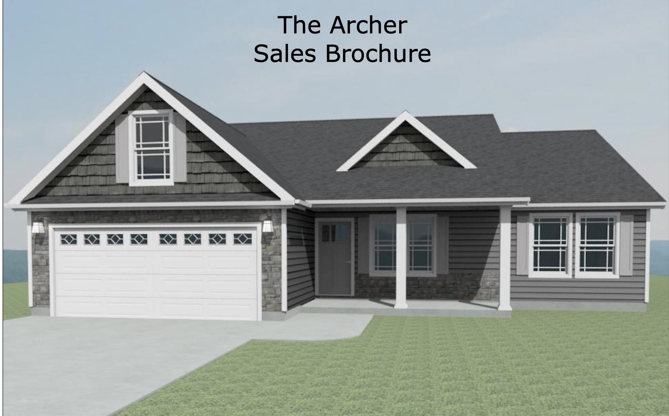 The Archer plan.  This plan offers a split bedroom, open concept layout with a spacious kitchen/dining that opens to a large living room with corner fireplace. Bonus Room above garage. Spacious walk-in master suite with double vanity, walk-in shower and separate tub! Complete with the builder's signature chair rail, crown molding and rope lighting! 12'x12' Covered Patio overlooking a .50 acre lot. Lot 23.