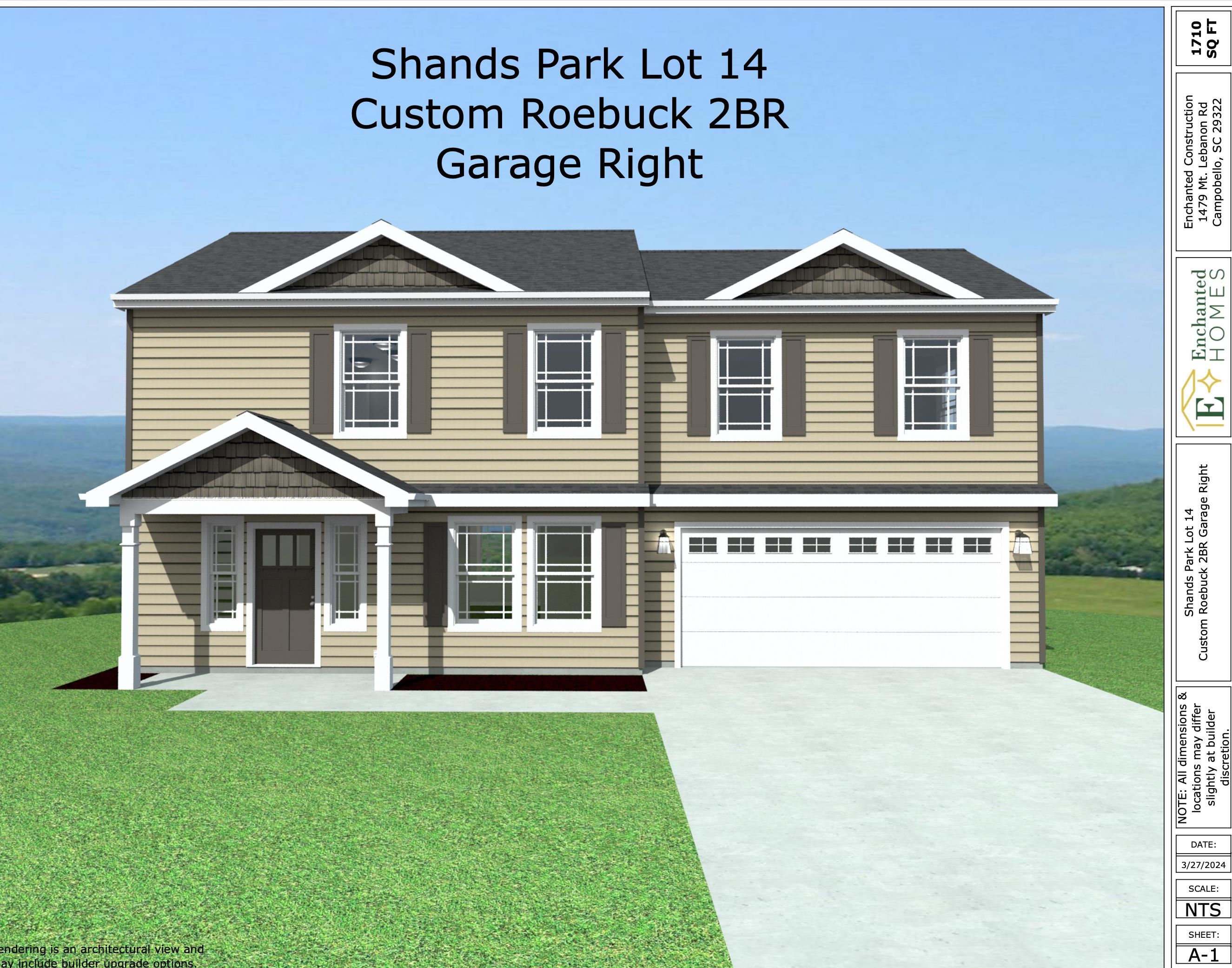 Local Builder with quality workmanship at Shands Park. Great location, close to Wellford, Lyman, Greer, Inman and Spartanburg! Custom Plan. Two (2) Bedrooms plus an office AND a loft area. Extra wide covered patio. Granite countertops. Luxury Vinyl Plank upgrade on 1st level and all wet areas. Painted cabinets throughout home. No future home next door (adjacent to retention pond). Culdesac Lot. Must See! Lot 14 - Customized Roebuck Plan