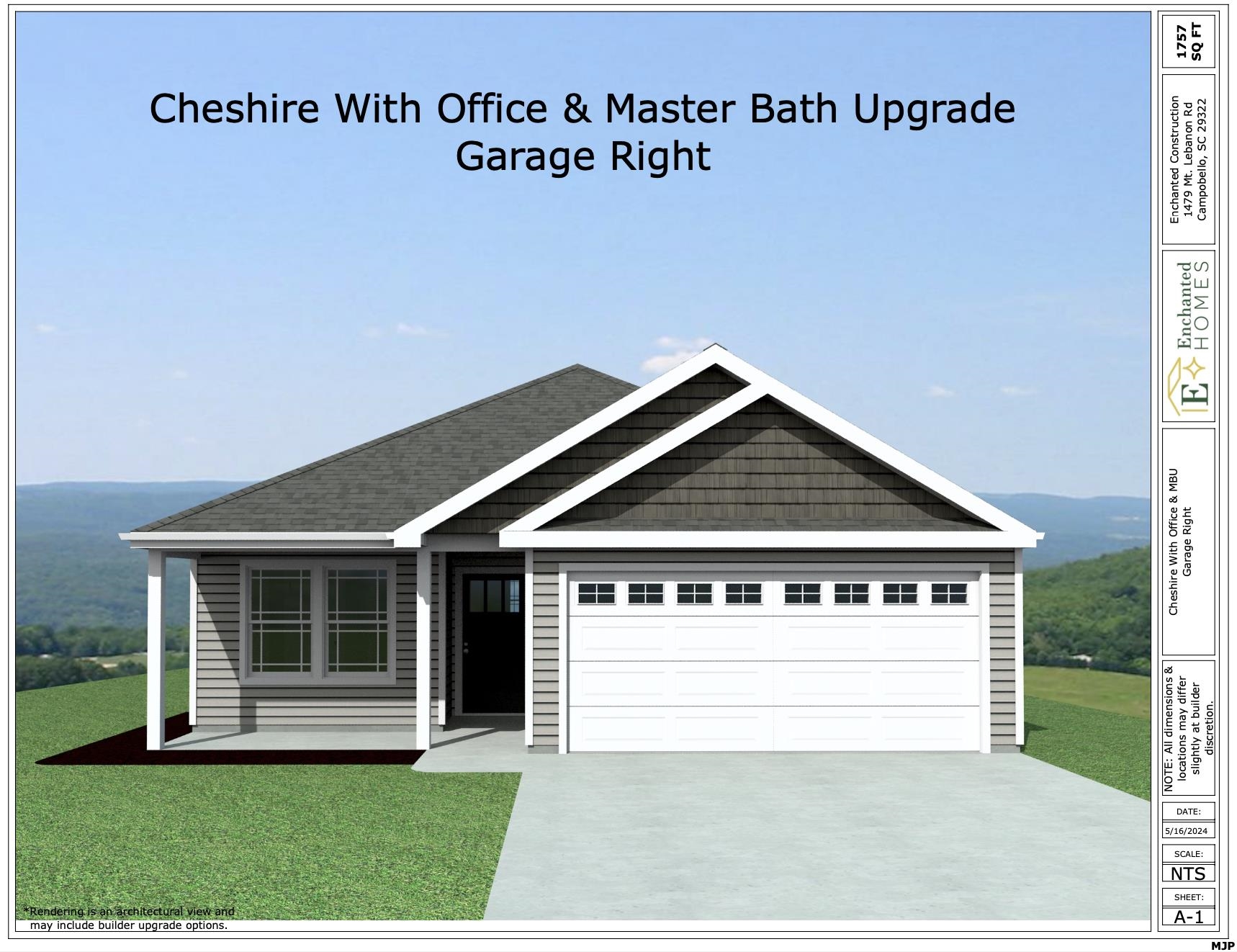 NEW FLOOR PLAN - The Cheshire (Lot 14) offers a modern, open concept living area perfect for entertaining.  4 bedroom, 2.5 bath with Office. Complete with the trademark chair rail, crown molding, and rope lighting.  12'x12'' covered back patio.   30-year architectural shingles, site-built construction, and a 10 year limited warranty are included to give you peace of mind.  Preferred Lender/Attorney Closing Costs Incentive Offered! *Virtual tour reflects same house plan, not exact house.
