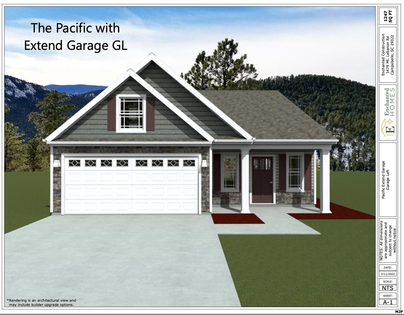 The PACIFIC (Lot 75) offers a modern, open concept living area perfect for entertaining.  3 bedroom, 2 bath. Complete with the trademark chair rail, crown molding, and rope lighting.  12' x 12' covered back patio.   30-year architectural shingles, site-built construction, and a 10 year limited warranty are included to give you peace of mind.  Preferred Lender/Attorney Closing Costs Incentive Offered! COMPLETION 12/11/2024. *Virtual tour reflects same house plan, not exact house.