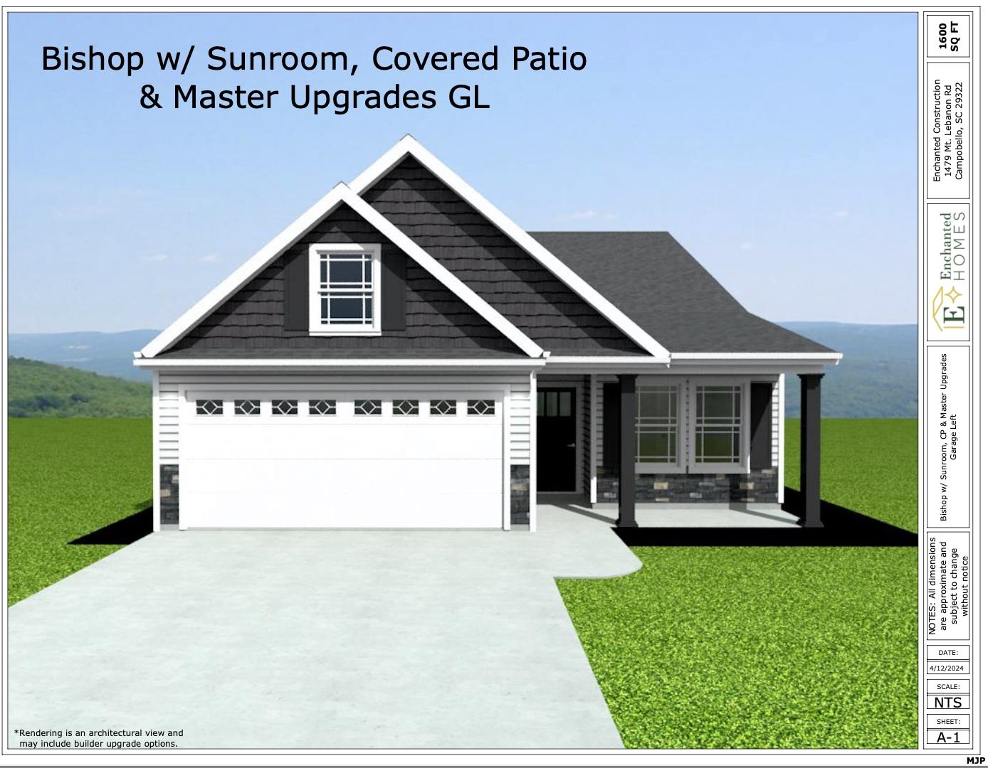 The BISHOP plan (Lot 22) has a spacious open living area and study. Quartz countertops, crown molding with rope lighting, and Luxury vinyl plank throughout. Master bath upgrade to include double vanity and garden tub in addition to walk-in shower.  1/2 stone fireplace upgrade.  Also includes 12' x 12' sunroom and 12' X 12' covered patio.  30-year architectural shingles, site-built construction, and a 10 year limited warranty are included to give you peace of mind.  Closing cost or upgrades incentives available when working with a preferred lender and attorney!! *Virtual tour reflects same house plan, not exact house.