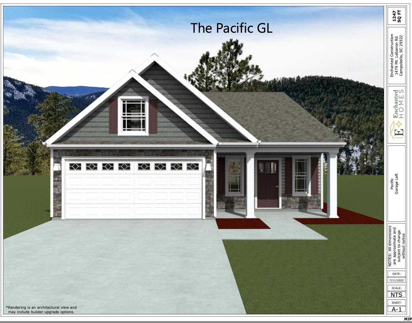 The PACIFIC (Lot 63) offers a modern, open concept living area perfect for entertaining.  3 bedroom, 2 bath. Complete with the trademark chair rail, crown molding, and rope lighting.  12' x 12' covered back patio.  30-year architectural shingles, site-built construction, and a 10 year limited warranty are included to give you peace of mind.  Preferred Lender/Attorney Closing Costs Incentive Offered! *Virtual tour reflects same house plan, not exact house.