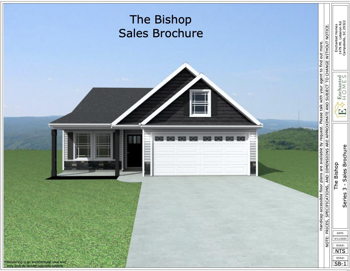The BISHOP plan (Lot 50) has a spacious open living area and study. Granite countertops, crown molding with rope lighting, and many more features included. Master bath upgrade to include double vanity and garden tub in addition to walk-in shower.  12' X 12' Sunroom and additional 12' x 12' covered patio overlooks the private yard.  30-year architectural shingles, site-built construction, and a 10 year limited warranty are included to give you peace of mind.  Closing cost or upgrades incentives available when working with a preferred lender and attorney!!   *Virtual tour reflects same house plan, not exact house.
