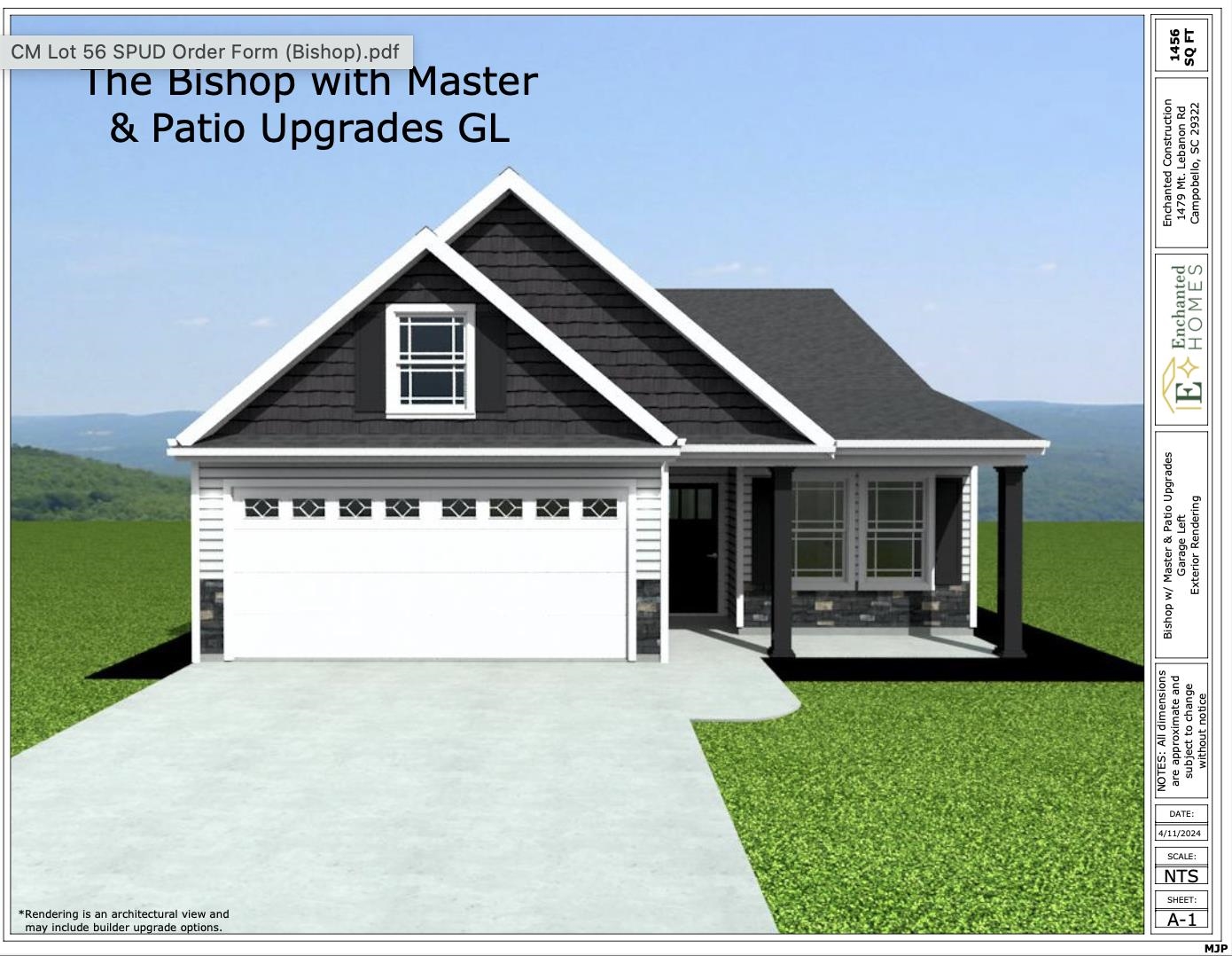 The BISHOP plan (Lot 56) has a spacious open living area and study. Granite countertops, crown molding with rope lighting, and many more features included. Master bath upgrade to include double vanity and garden tub in addition to walk-in shower.  12' X 12' Covered patio and additional 10' x 12' uncovered patio overlooks the private yard.  30-year architectural shingles, site-built construction, and a 10 year limited warranty are included to give you peace of mind.  Closing cost or upgrades incentives available when working with a preferred lender and attorney!!   *Virtual tour reflects same house plan, not exact house.
