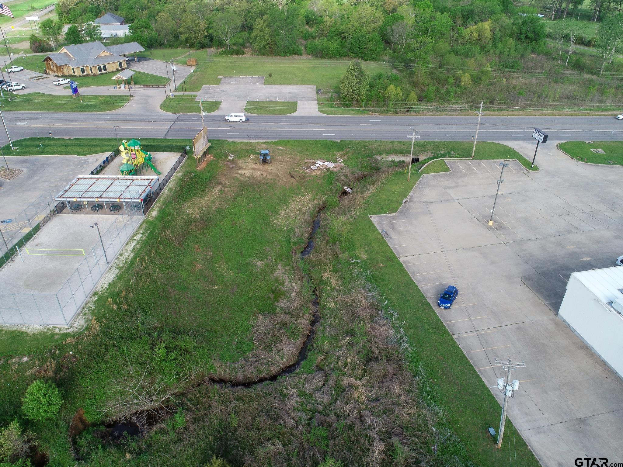 A bird's eye view of the entrance off Hwy 37 just north of the Sonic.