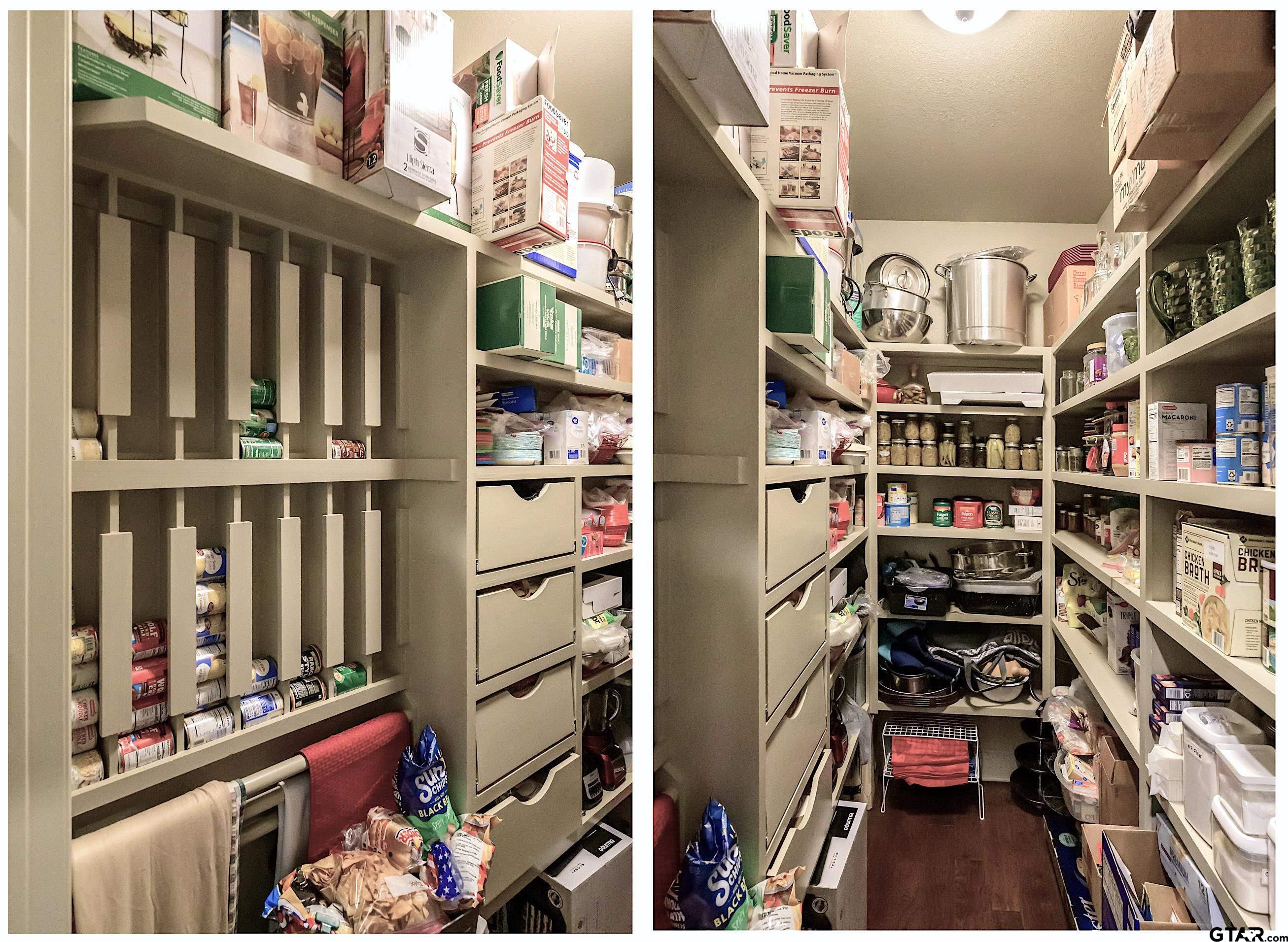 Storage for canned goods, small appliances, and all of your entertaining supplies.